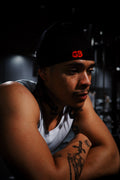 Black Satin Interior GB Cap w Red GB